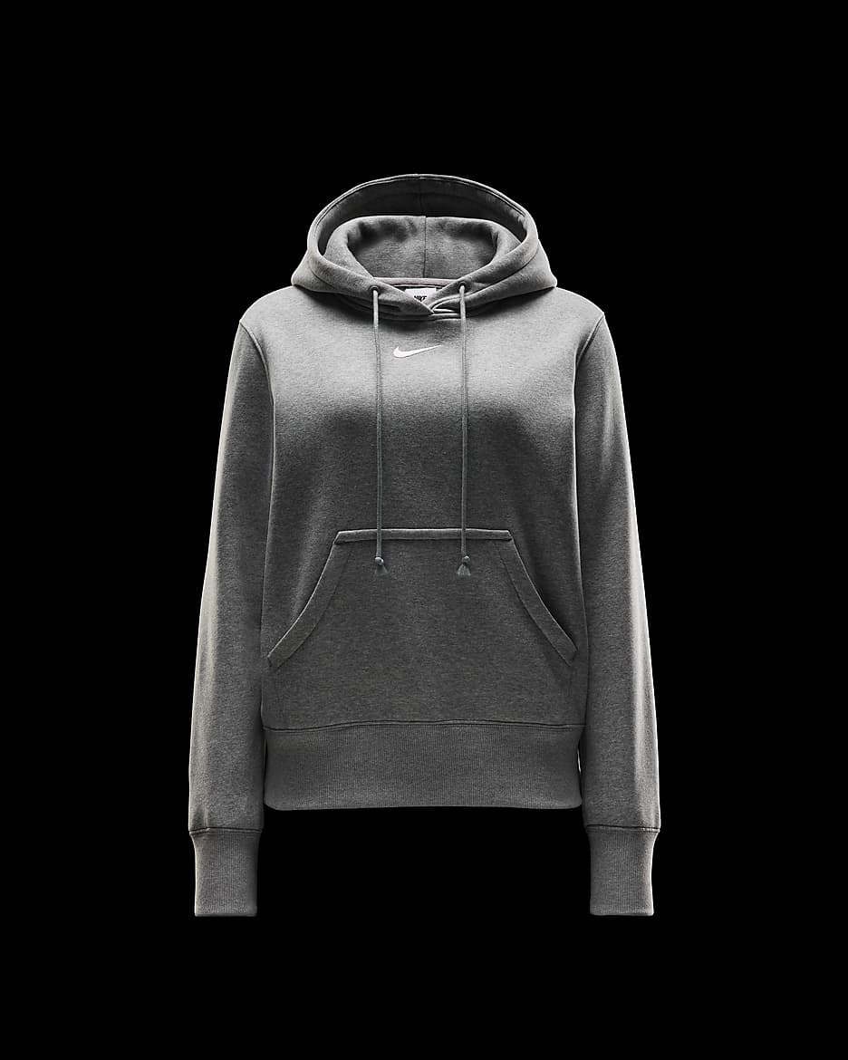 Felpa pullover con cappuccio Nike Sportswear Phoenix Fleece – Donna - Dark Grey Heather/Sail