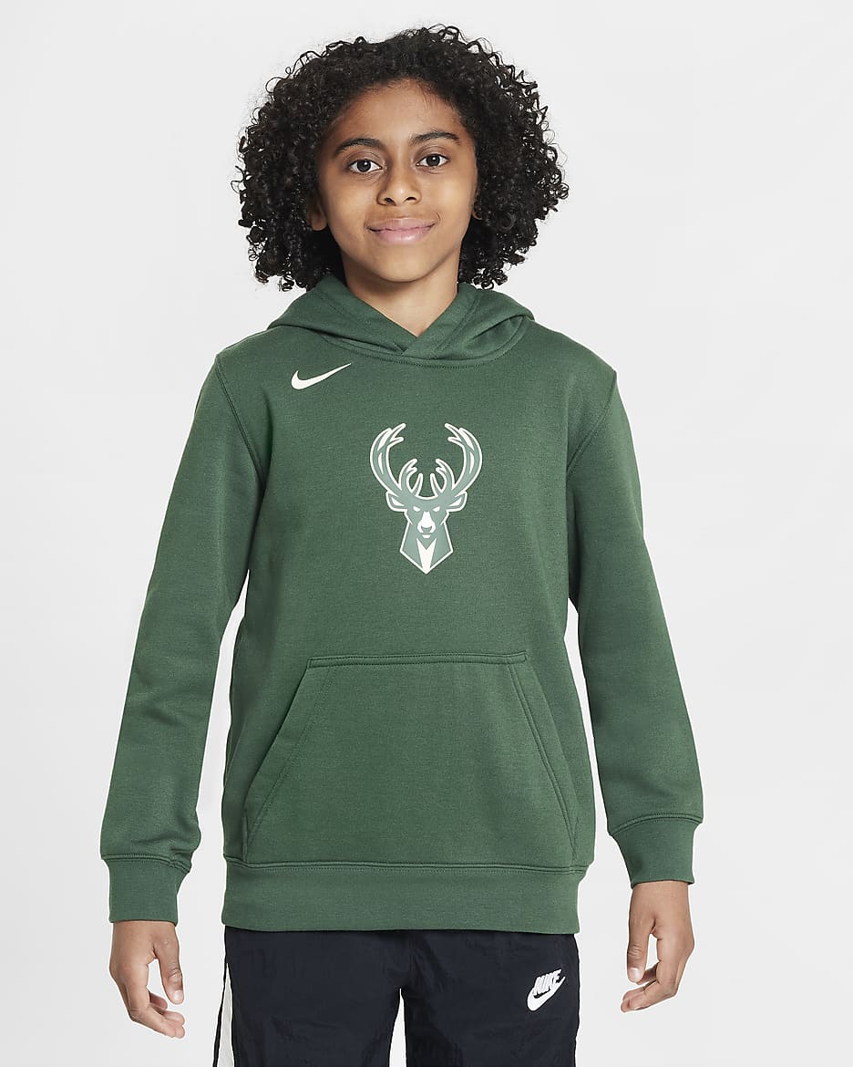 Felpa pullover in fleece con cappuccio Milwaukee Bucks Club Nike NBA – Ragazzo/a - Fir
