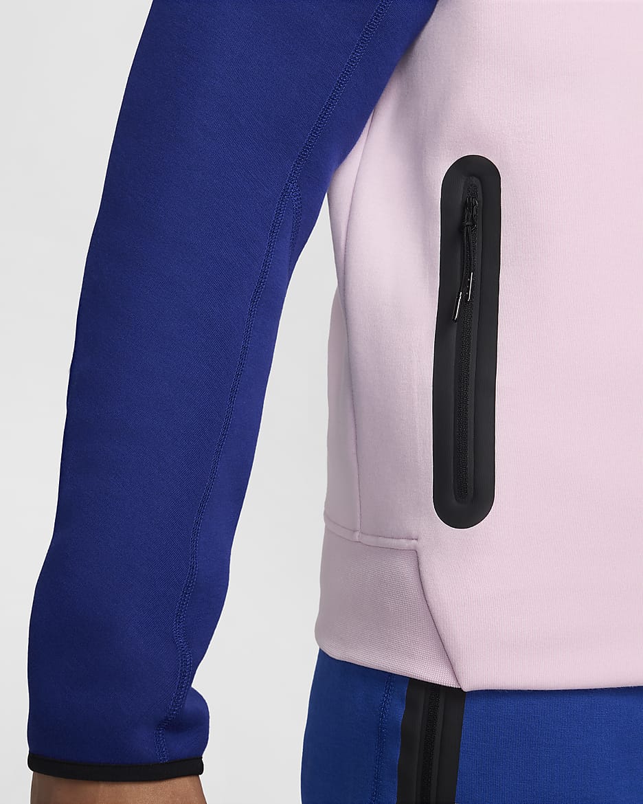 Męska bluza z kapturem i zamkiem na całej długości Nike Sportswear Tech Fleece Windrunner - Game Royal/Pink Foam/Deep Royal Blue/Hyper Pink