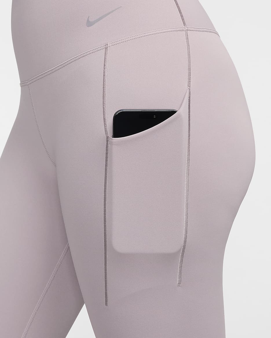 Legging long taille haute à maintien normal avec poches Nike Universa pour femme - Light Violet Ore/Noir