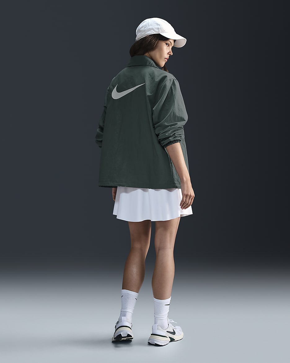 Nike Sportswear Essential Women's Oversized UV Woven Coaches' Jacket - Vintage Green/Sail