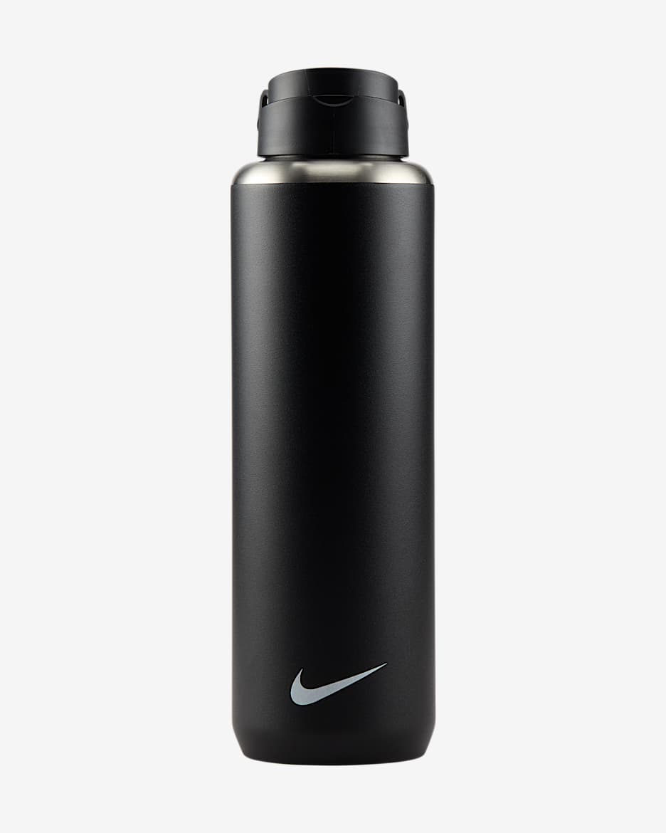 Botella de acero inoxidable con popote (946 ml) Nike Recharge - Negro