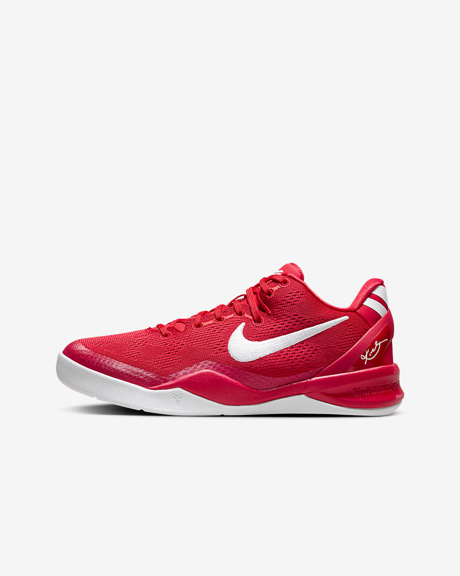 Calzado de básquetbol para niños grandes Kobe 8 - Rojo universitario/Rojo universitario/Blanco