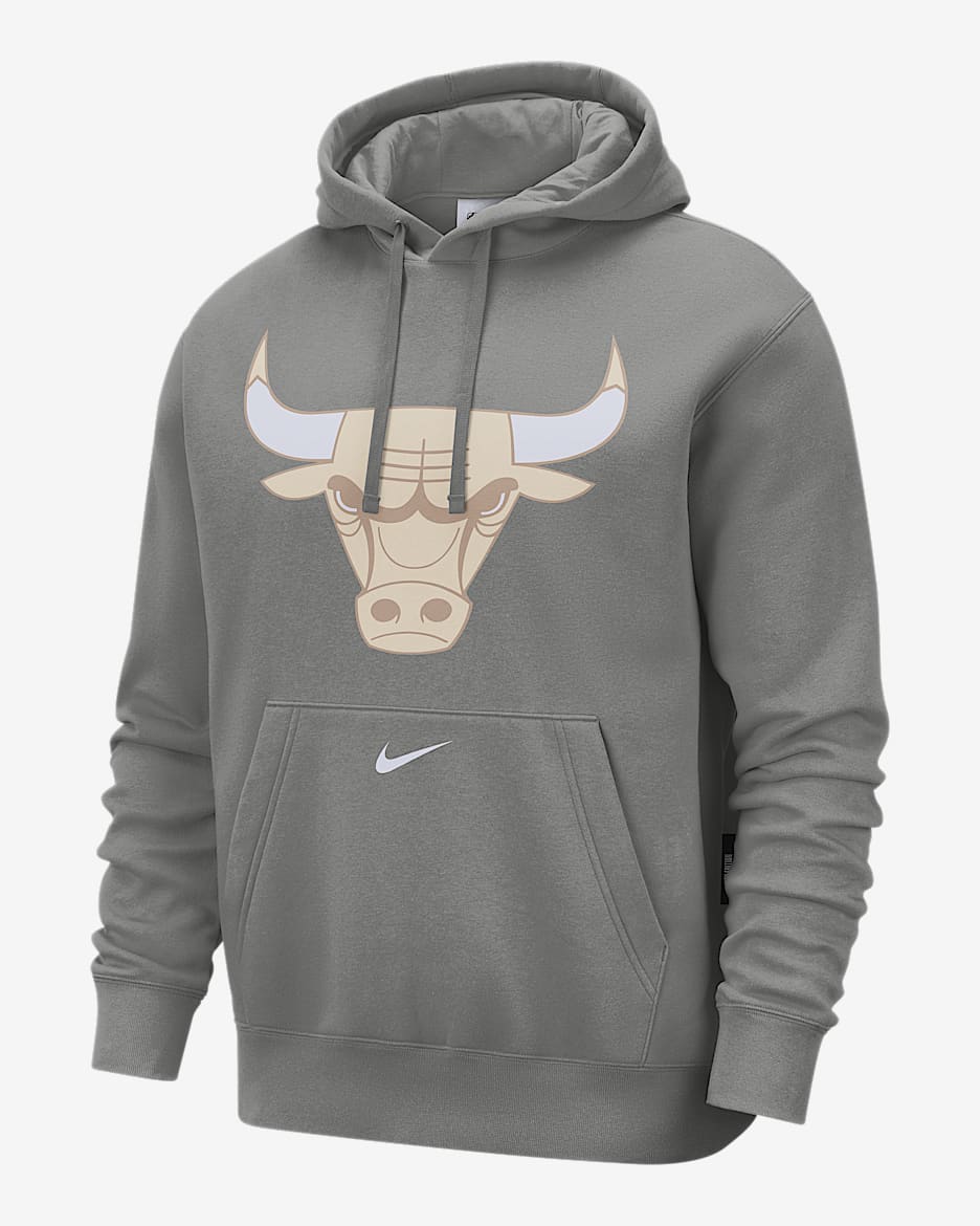 Sudadera con gorro sin cierre Nike de la NBA de tejido Fleece para hombre Chicago Bulls Club City Edition - Gris acero oscuro/Blanco