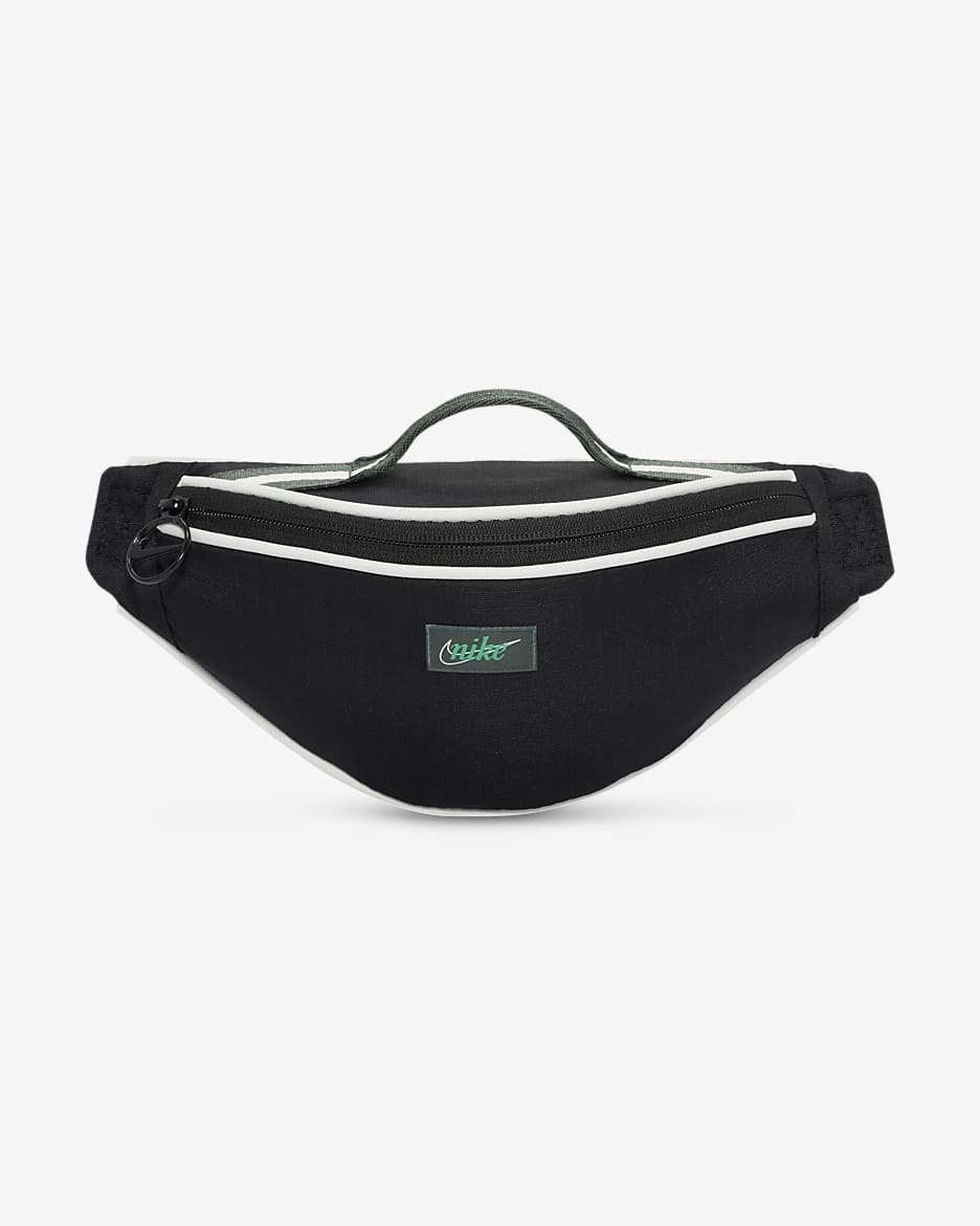 Nike Heritage Retro Fanny Pack (Small, 1L) - Black/Vintage Green/Stadium Green