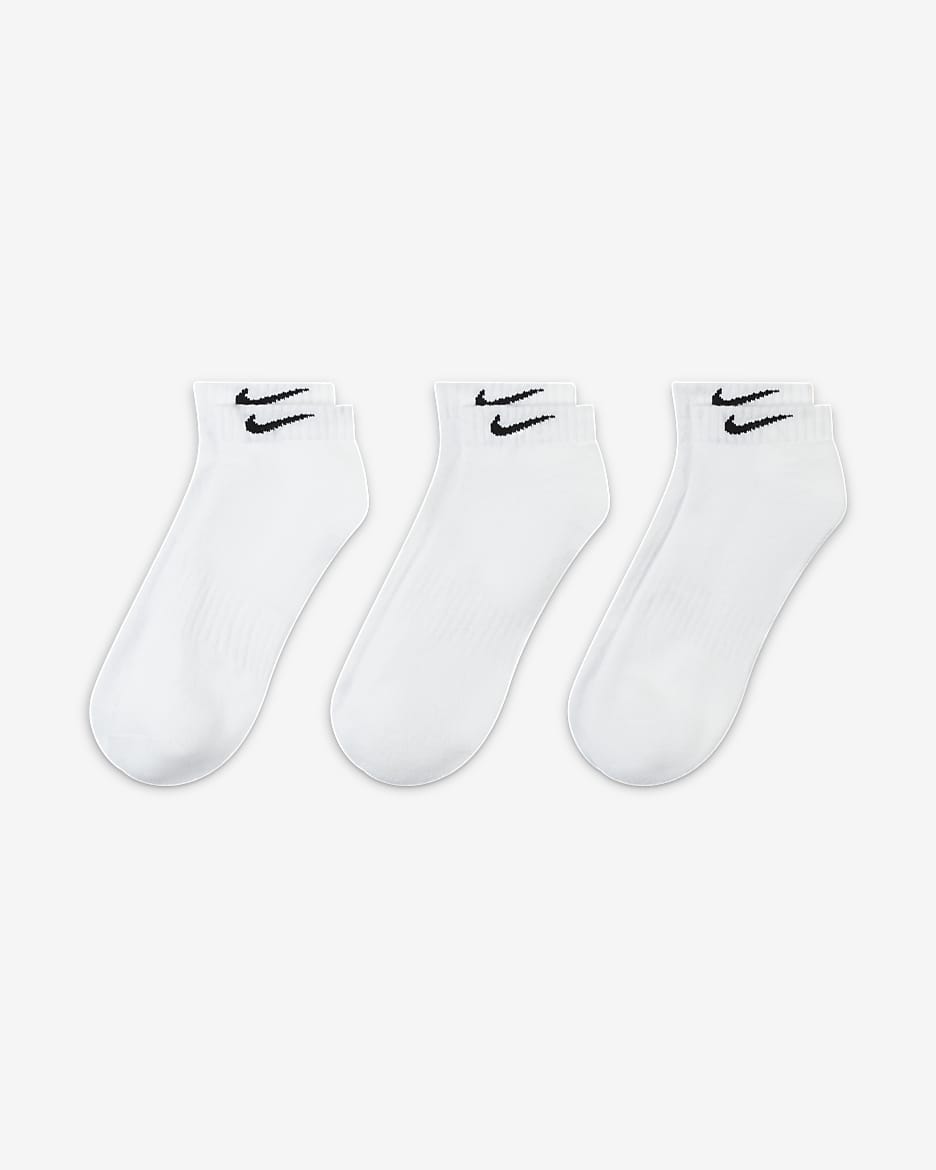 Nike Everyday Cushioned Training Low Socks (3 Pairs) - White/Black