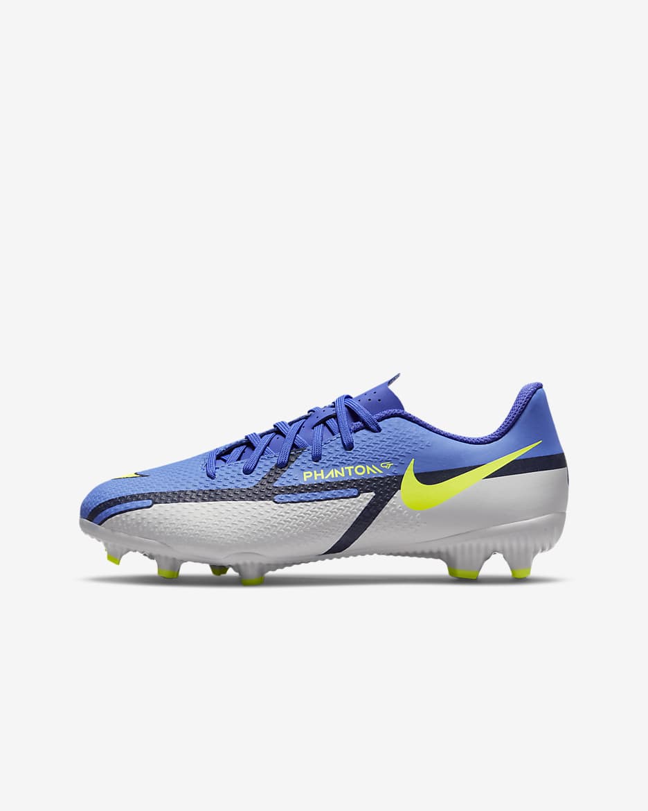 Calzado de fútbol para terrenos múltiples para niños de preescolar y grandes Nike Jr. Phantom GT2 Academy MG - Zafiro/Gris niebla/Azul vacío/Volt