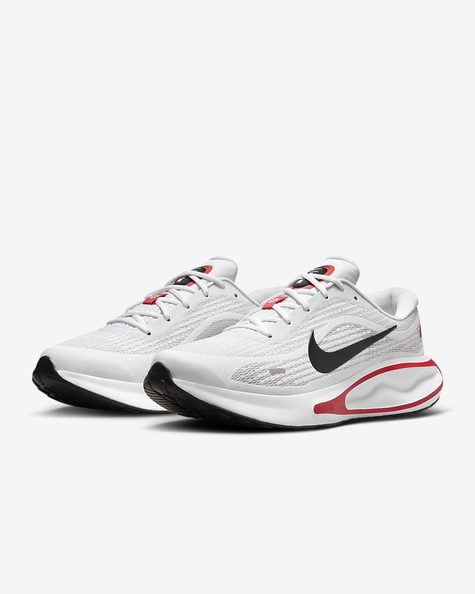 Nike Journey Run Men's Road Running Shoes - White/Fire Red/Cement Grey/Black