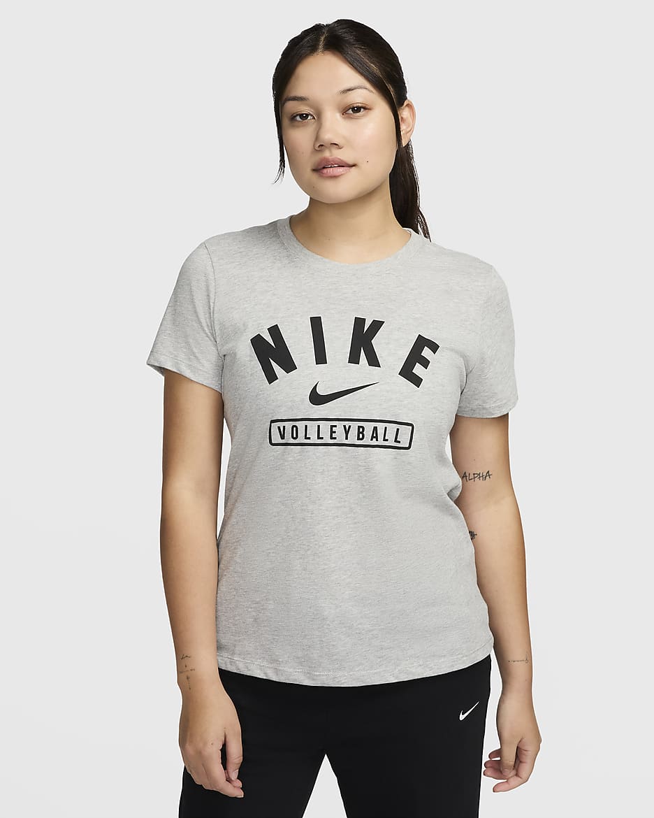 Nike Women's Volleyball T-Shirt - Dark Grey Heather/Black