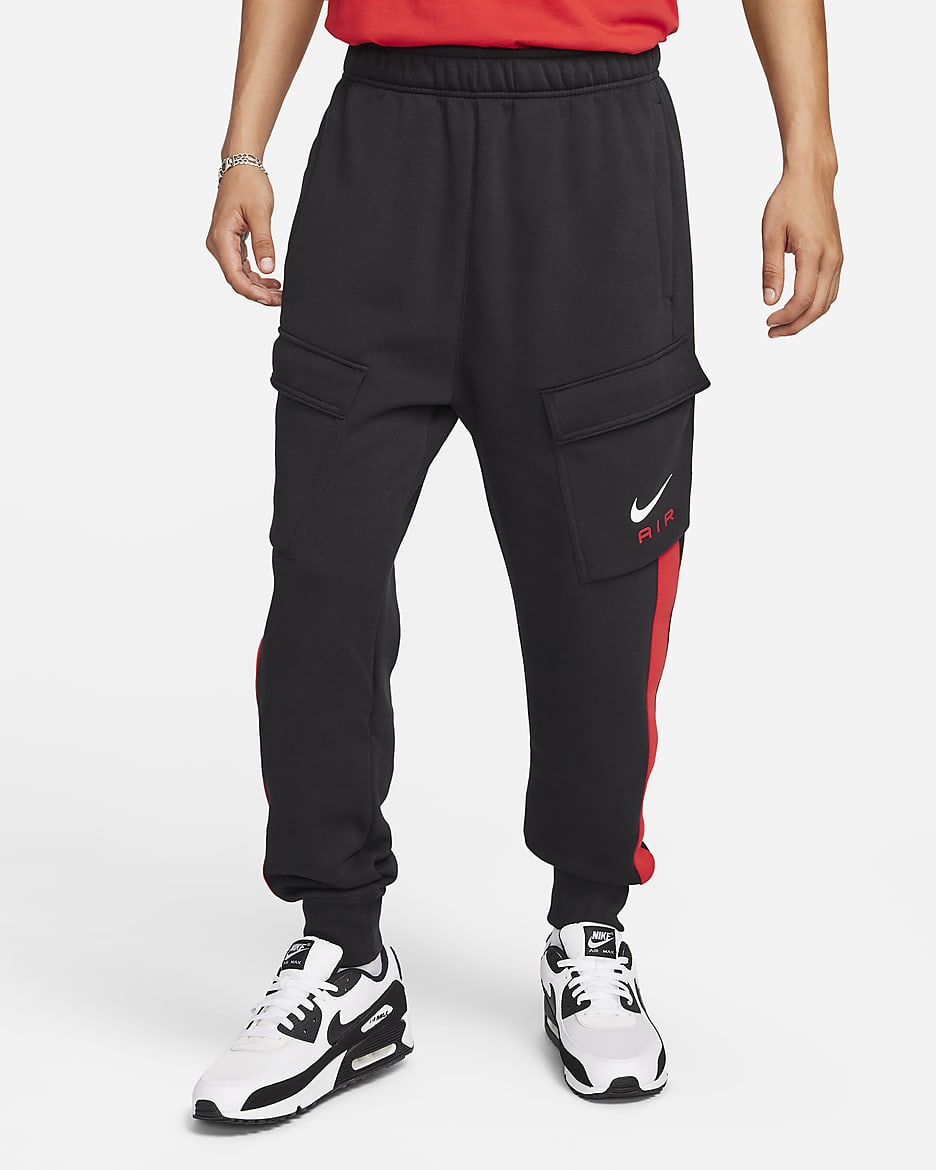 Pantalon cargo en tissu Fleece Nike Air pour homme - Noir/University Red