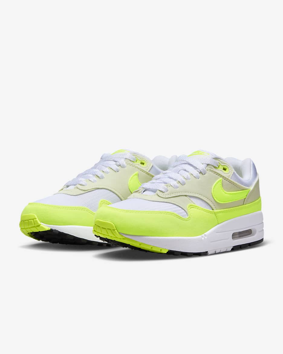 Calzado para mujer Nike Air Max 1 - Blanco/Mar de cristal/Negro/Volt