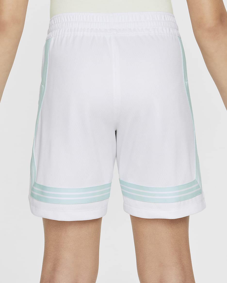 Nike Fly Crossover Big Kids' (Girls') Basketball Shorts - White/Glacier Blue/Glacier Blue