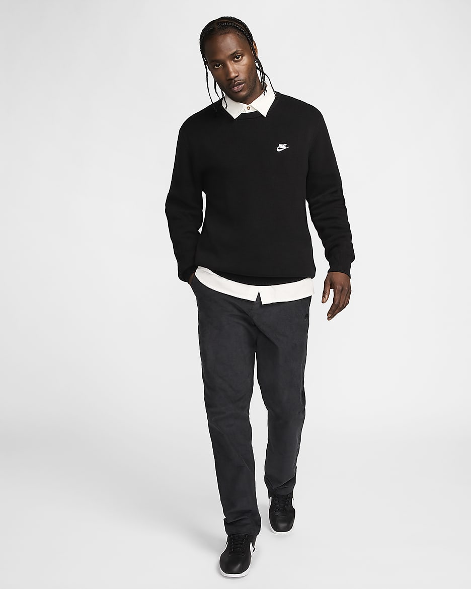 Nike Club Men's Crew-Neck Jumper - Black/White