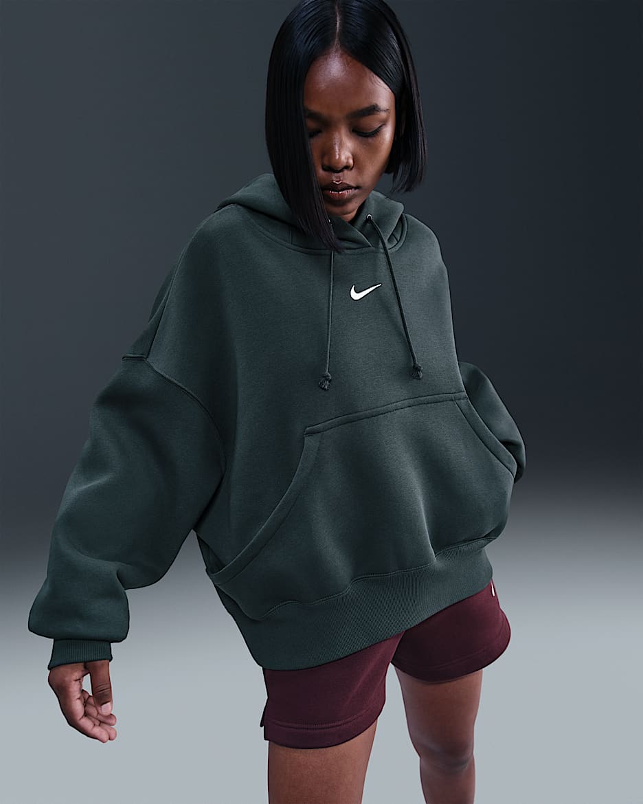 Sudadera con gorro sin cierre de tejido Fleece over-oversized para mujer Nike Sportswear Phoenix - Alga/Vela