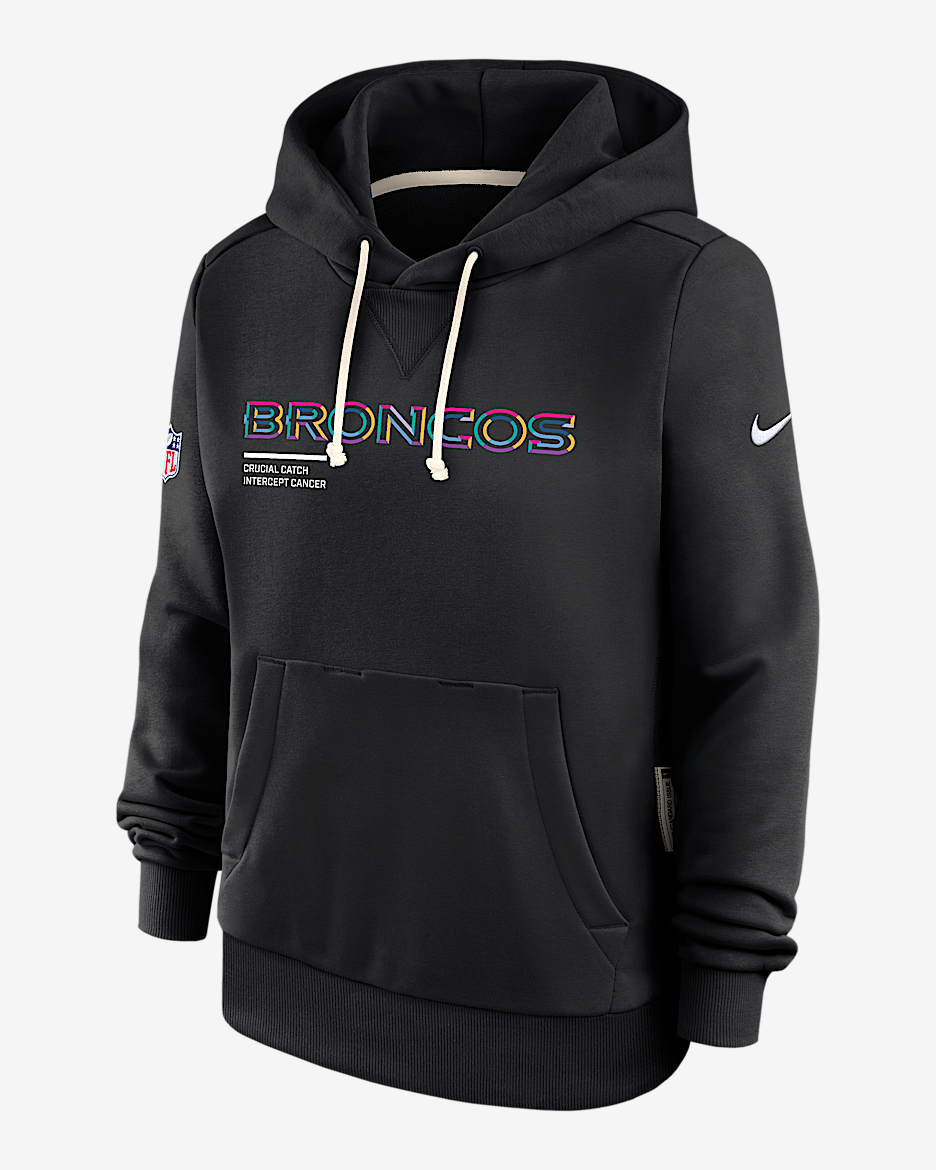 Denver Broncos Crucial Catch Women's Nike Dri-FIT NFL Pullover Hoodie - Black