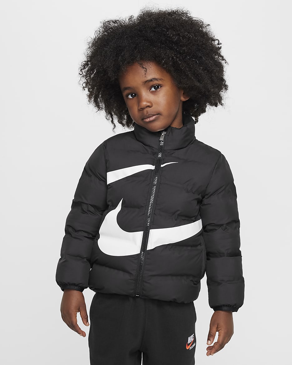 Nike Toddler Wrapped Swoosh Debossed Quilted Jacket - Black