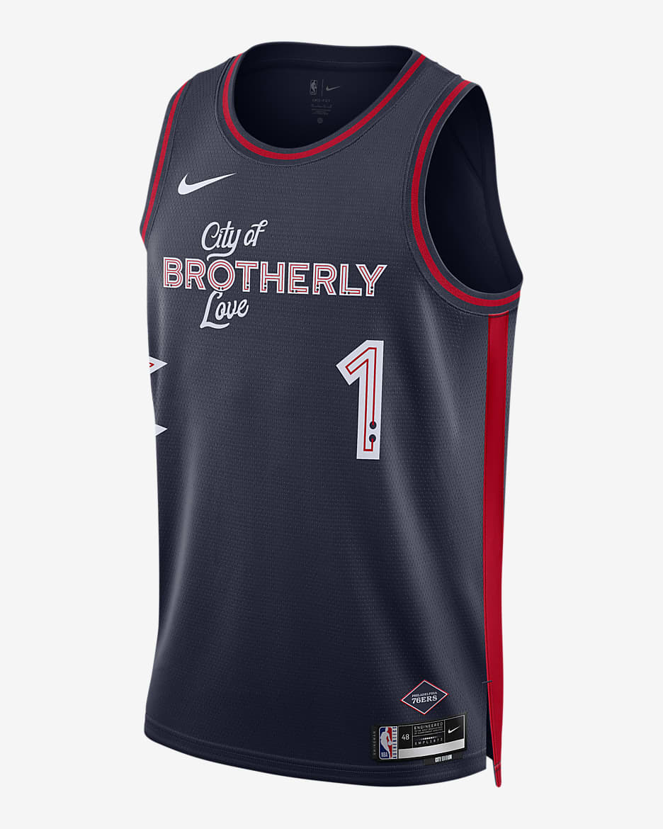 Camisola NBA Swingman Nike Dri-FIT James Harden Philadelphia 76ers City Edition 2023/24 para homem - College Navy