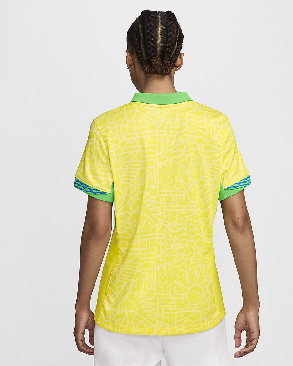 Brazil 2024 Stadium Home Nike Dri-FIT-Replica-Fußballtrikot für Damen - Dynamic Yellow/Lemon Chiffon/Green Spark