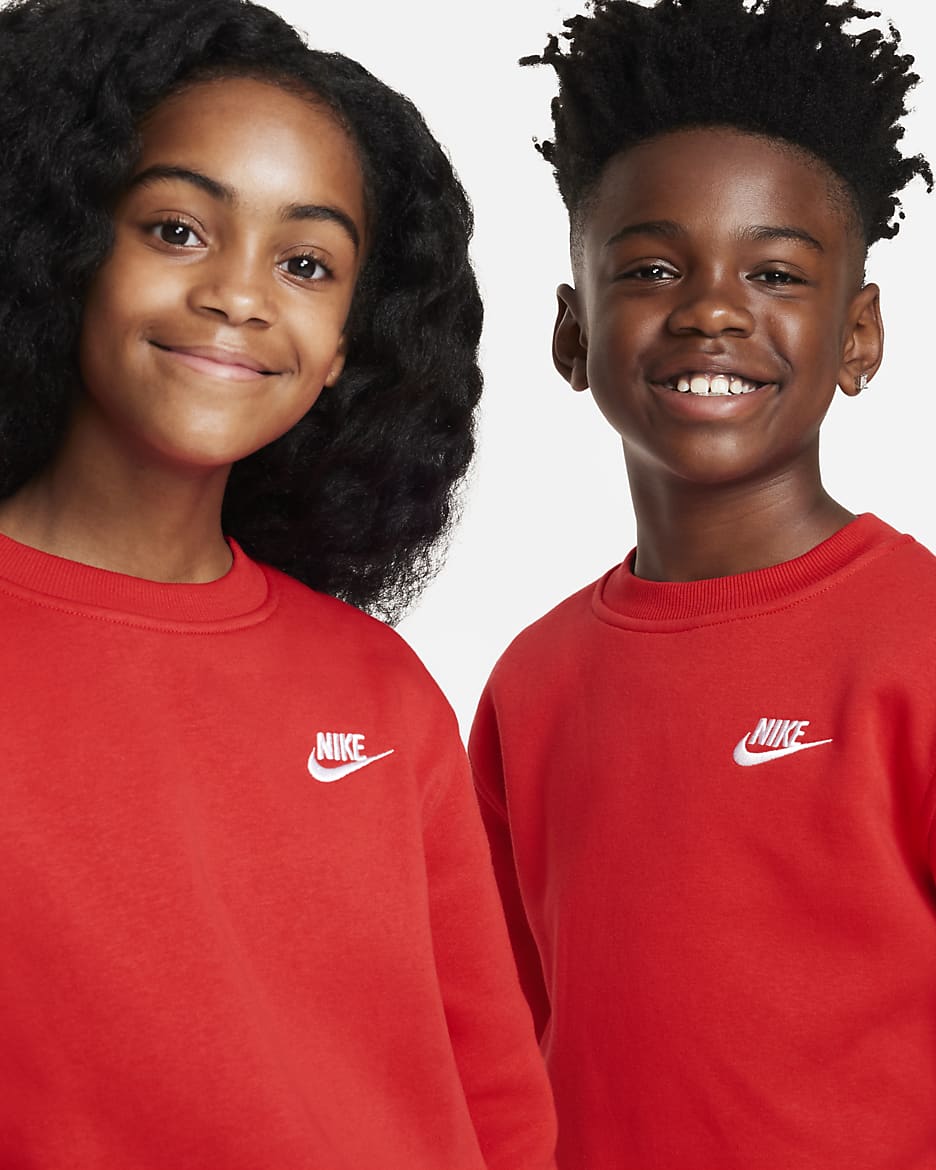 Nike Sportswear Club Fleece Big Kids' Sweatshirt - University Red/White