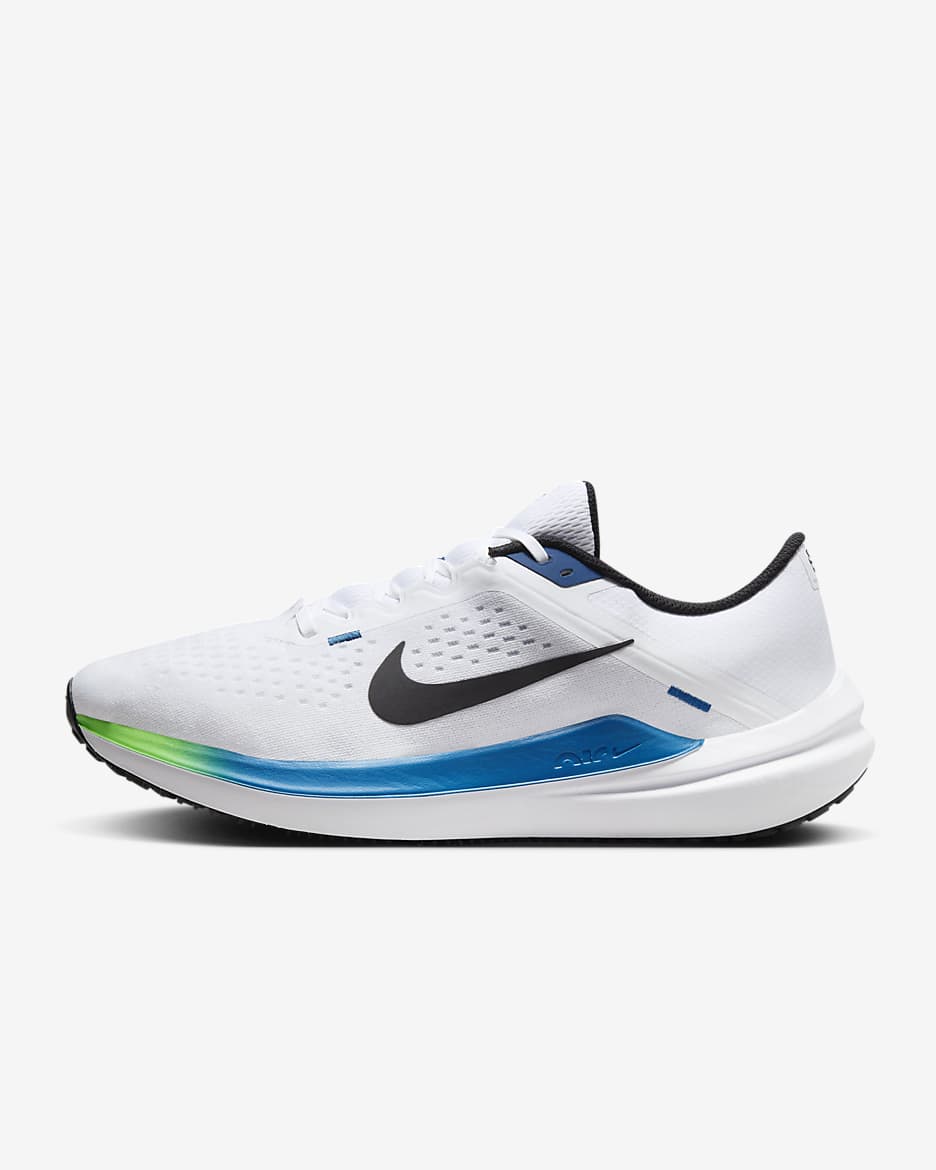 Nike Winflo 10 Men's Road Running Shoes - White/Star Blue/Green Strike/Black