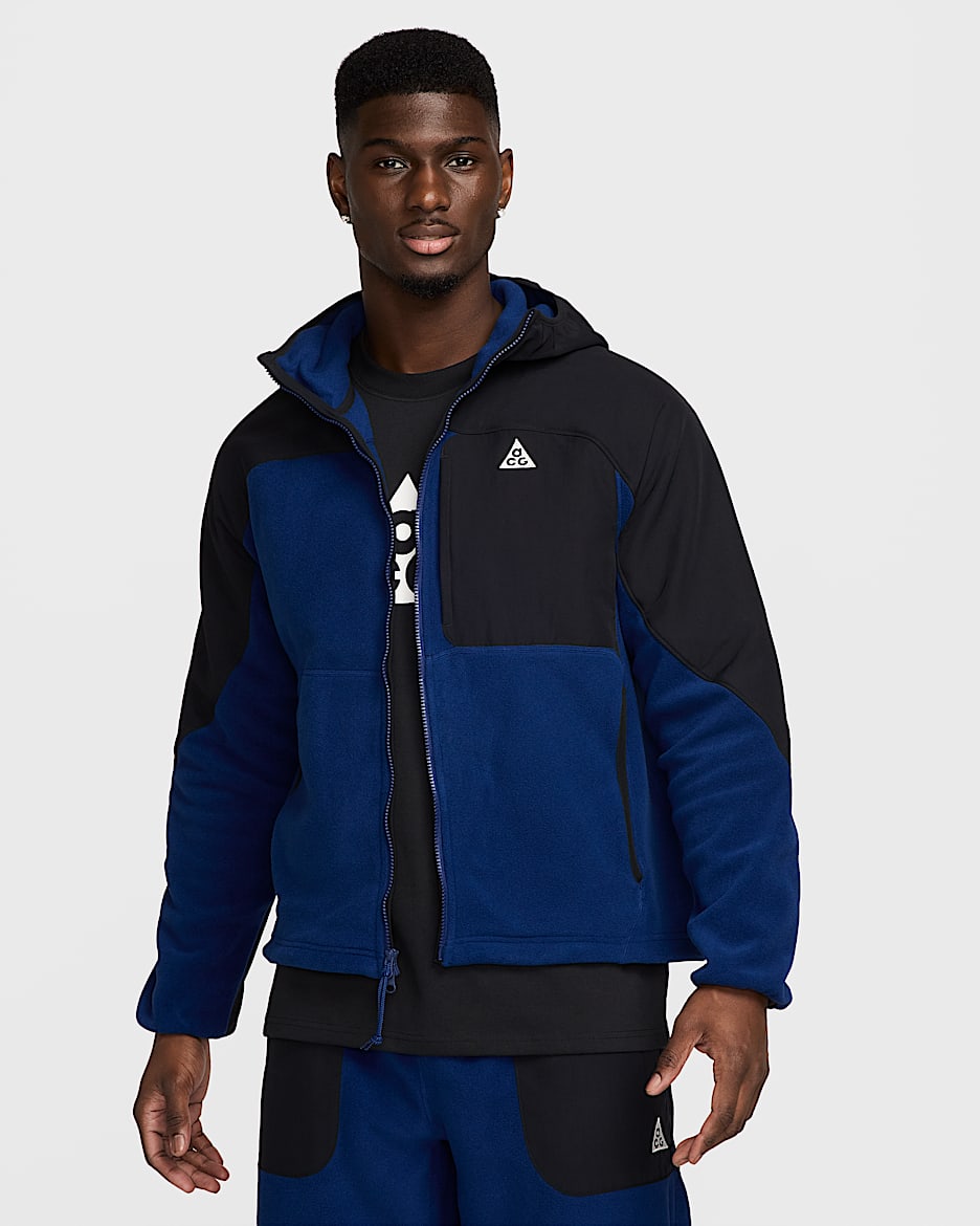 Nike ACG "Wolf Tree" Plus Midlayer mit Kapuze und durchgehendem Reißverschluss - Schwarz/Blue Void/Summit White
