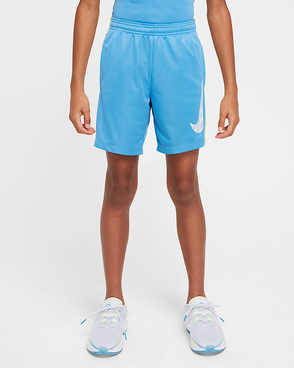 Nike Trophy23 Older Kids' Dri-FIT Shorts - Blue Beyond/Light Lemon Twist/White