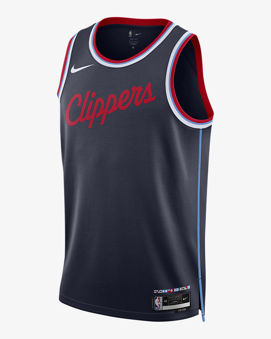 Jersey Nike Dri-FIT de la NBA para hombre LA Clippers 2024/25 Swingman Icon Edition - Azul marino universitario/Blanco