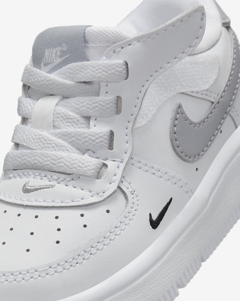 Nike Force 1 Low EasyOn schoenen voor baby's/peuters - Wit/Zwart/Wolf Grey