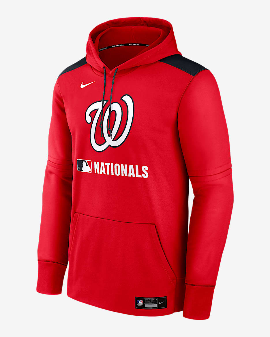 Sudadera con gorro sin cierre Nike Therma de la MLB para hombre Washington Nationals Authentic Collection - Rojo