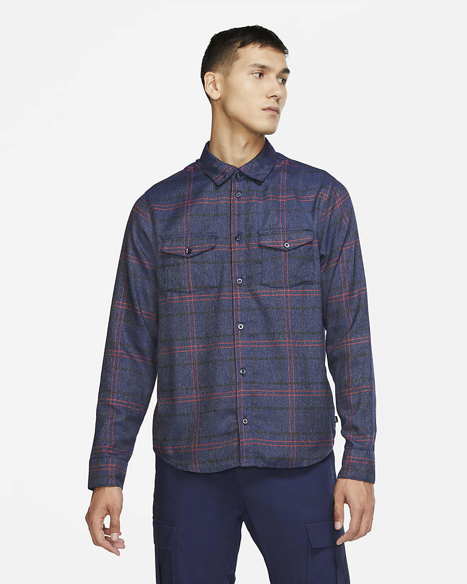 Nike SB Men's Flannel Skate Top - Midnight Navy