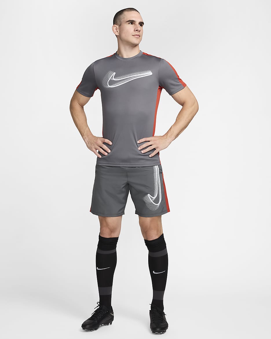 Shorts de fútbol para hombre Nike Academy - Gris hierro/Rojo dragón/Platino puro