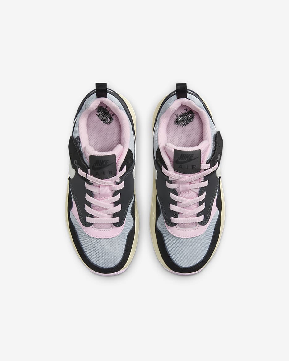 Nike Air Max 1 EasyOn Younger Kids' Shoes - Black/Anthracite/Pink Foam/Summit White