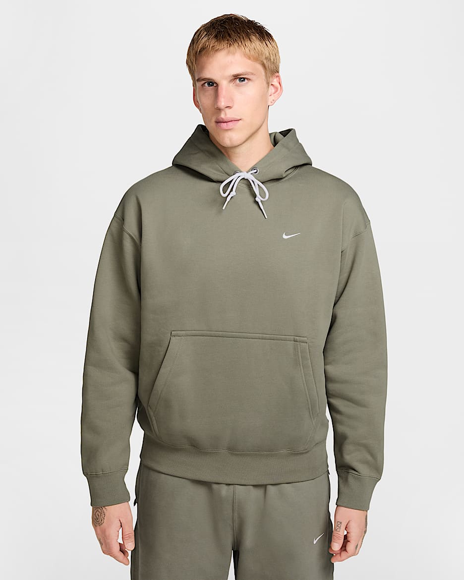 Nike Solo Swoosh Men's Fleece Pullover Hoodie - Light Army/White