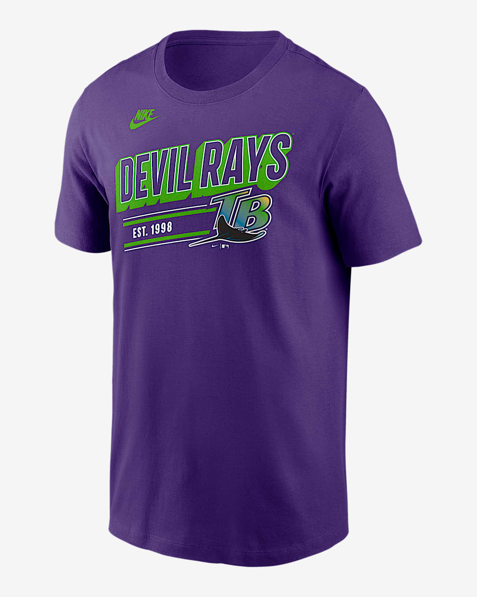 Playera Nike de la MLB para hombre Tampa Bay Rays Cooperstown Retro - Morado cancha