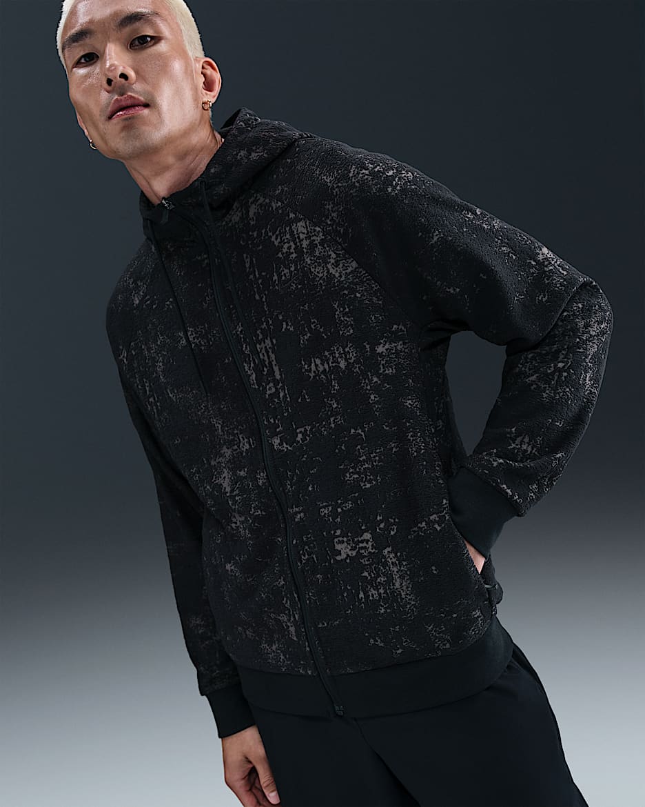 Sweat à capuche et zip Nike Primary Therma-FIT pour homme - Noir/Noir