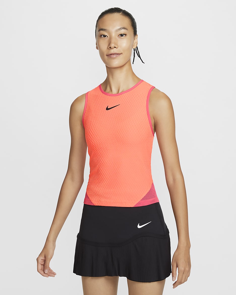 NikeCourt Slam 女款 Dri-FIT 網球背心上衣 - Light Wild Mango/Aster Pink/Aster Pink/黑色