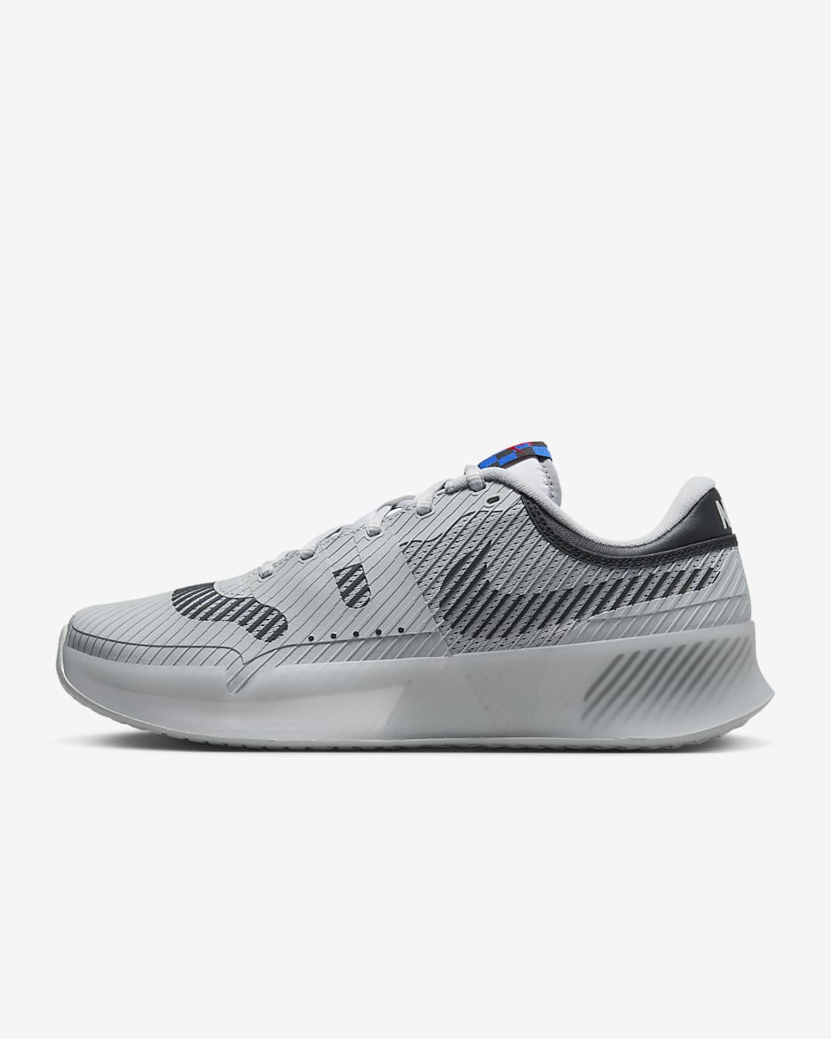 NikeCourt Air Zoom Vapor 11 Attack Men's Hard Court Tennis Shoes - Light Smoke Grey/White/Signal Blue/Black