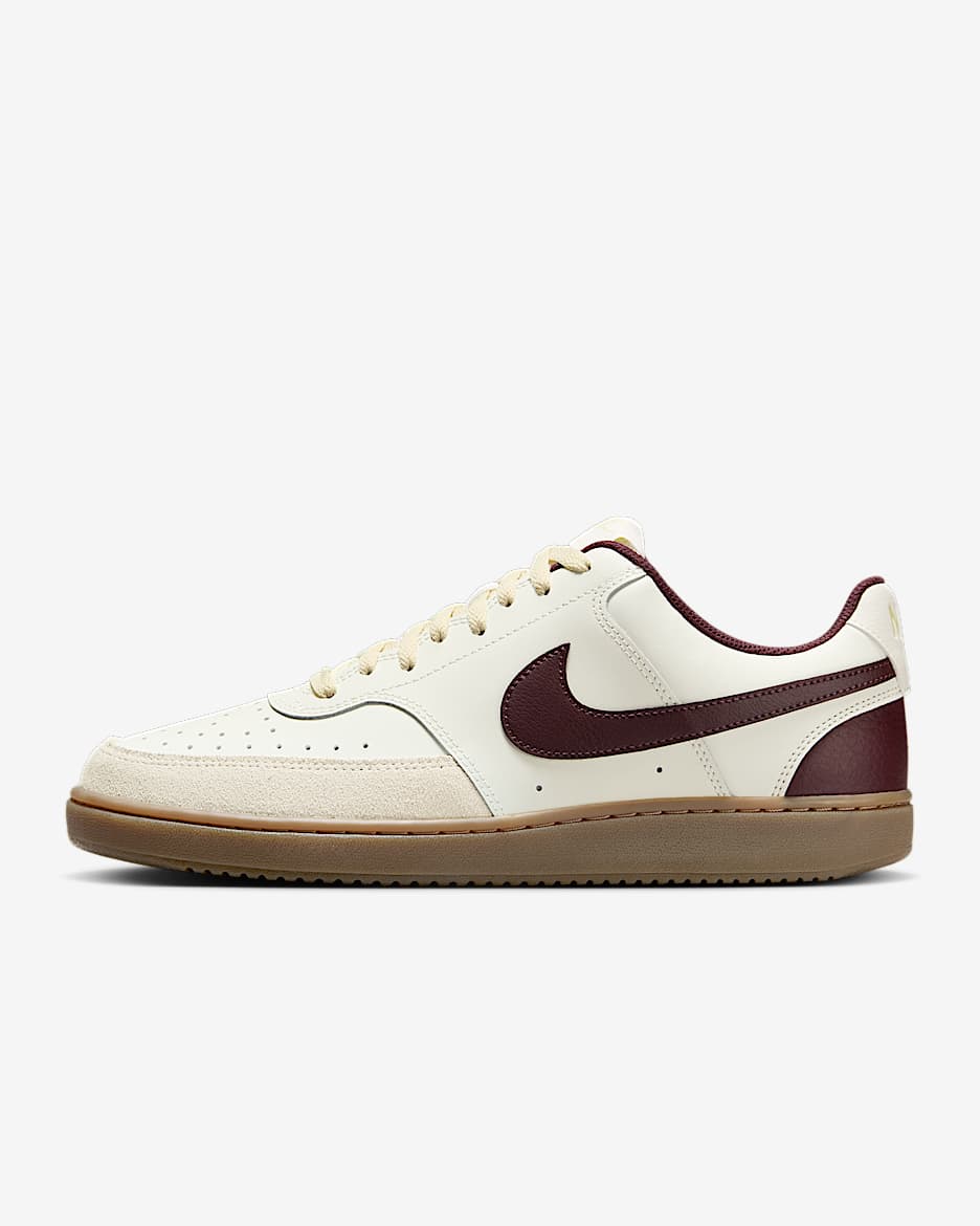 Nike Court Vision Low-sko til mænd - Sail/Light Khaki/Gum Dark Brown/Burgundy Crush