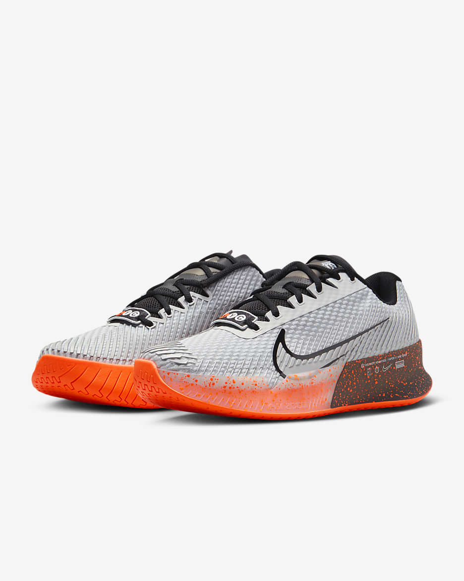 NikeCourt Vapor 11 HC Premium Men's Hard Court Tennis Shoes - Pure Platinum/Black/Hyper Crimson/Metallic Silver