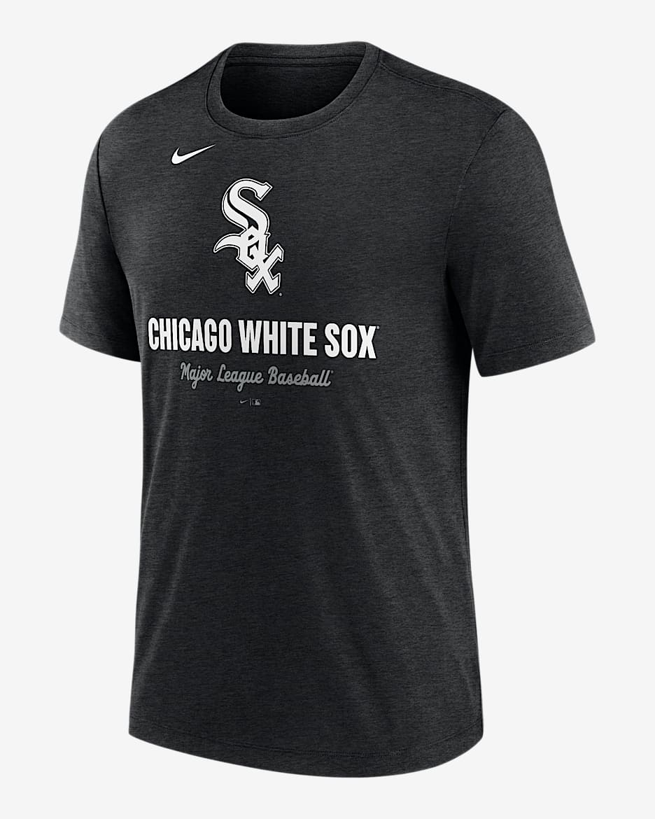 Playera Nike de la MLB para hombre Chicago White Sox Logo - Negro jaspeado