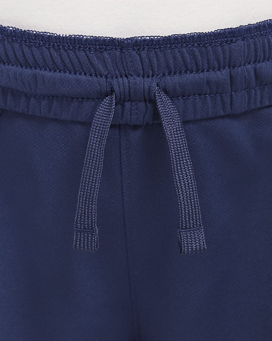 Nike Multi+ Dri-FIT-træningsshorts til større børn - Midnight Navy/Green Frost/hvid