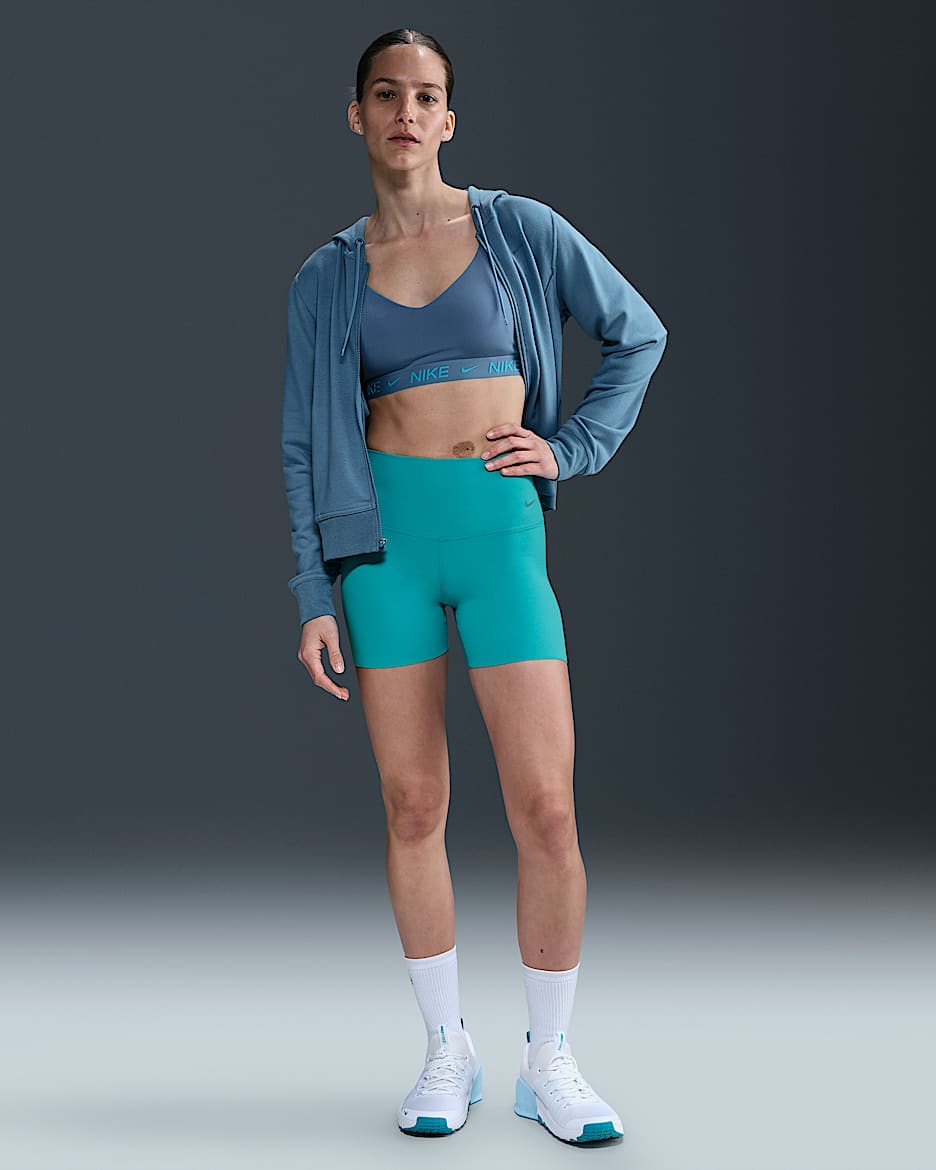 Shorts de ciclismo de cintura alta de 13 cm con sujeción suave para mujer Nike Zenvy - Cactus empolvado/Negro