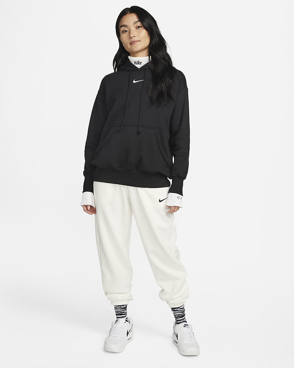 Nike Sportswear Phoenix Fleece Women's Oversized Pullover Hoodie - Black/Sail