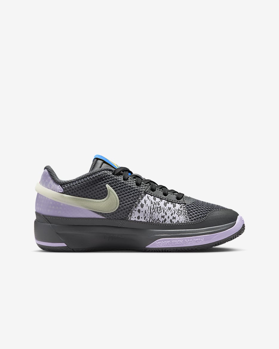 Ja 1 "Night" Older Kids' Basketball Shoes - Iron Grey/Lilac Bloom/Light Photo Blue/Glow