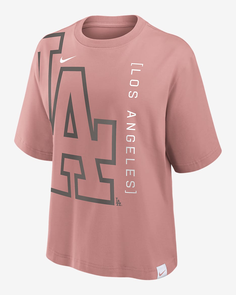 Playera Nike de la MLB para mujer Los Angeles Dodgers Statement Boxy - Rosa