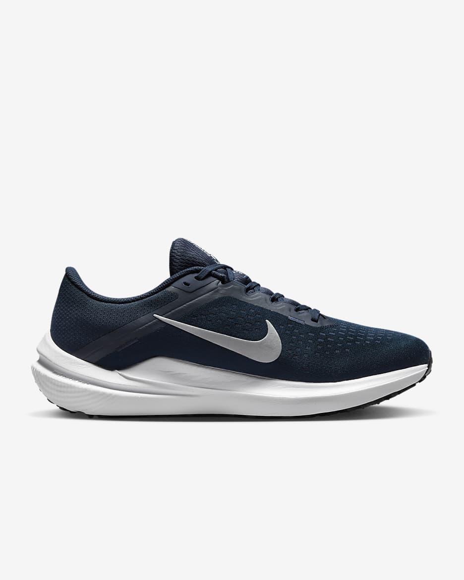 Tenis de correr en pavimento para hombre Nike Winflo 10 - Azul marino universitario/Tinte platino/Negro/Plata metalizado