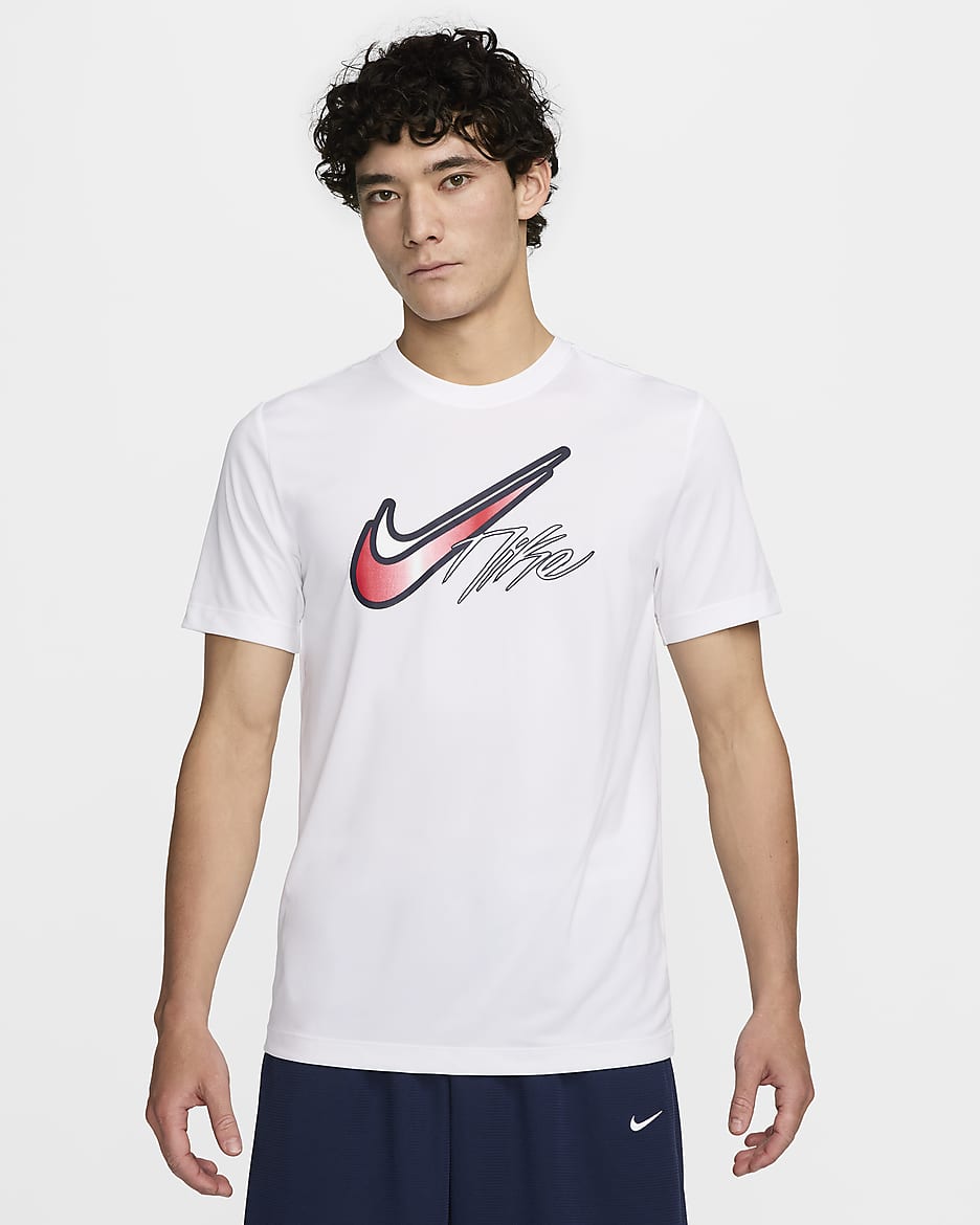ナイキ メンズ Dri-FIT バスケットボール Tシャツ - ホワイト