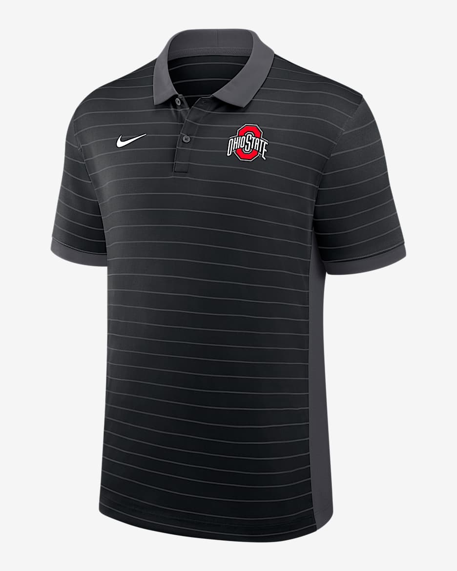 Ohio State Sideline Victory Stripe Men's Nike Dri-FIT College Polo - Black