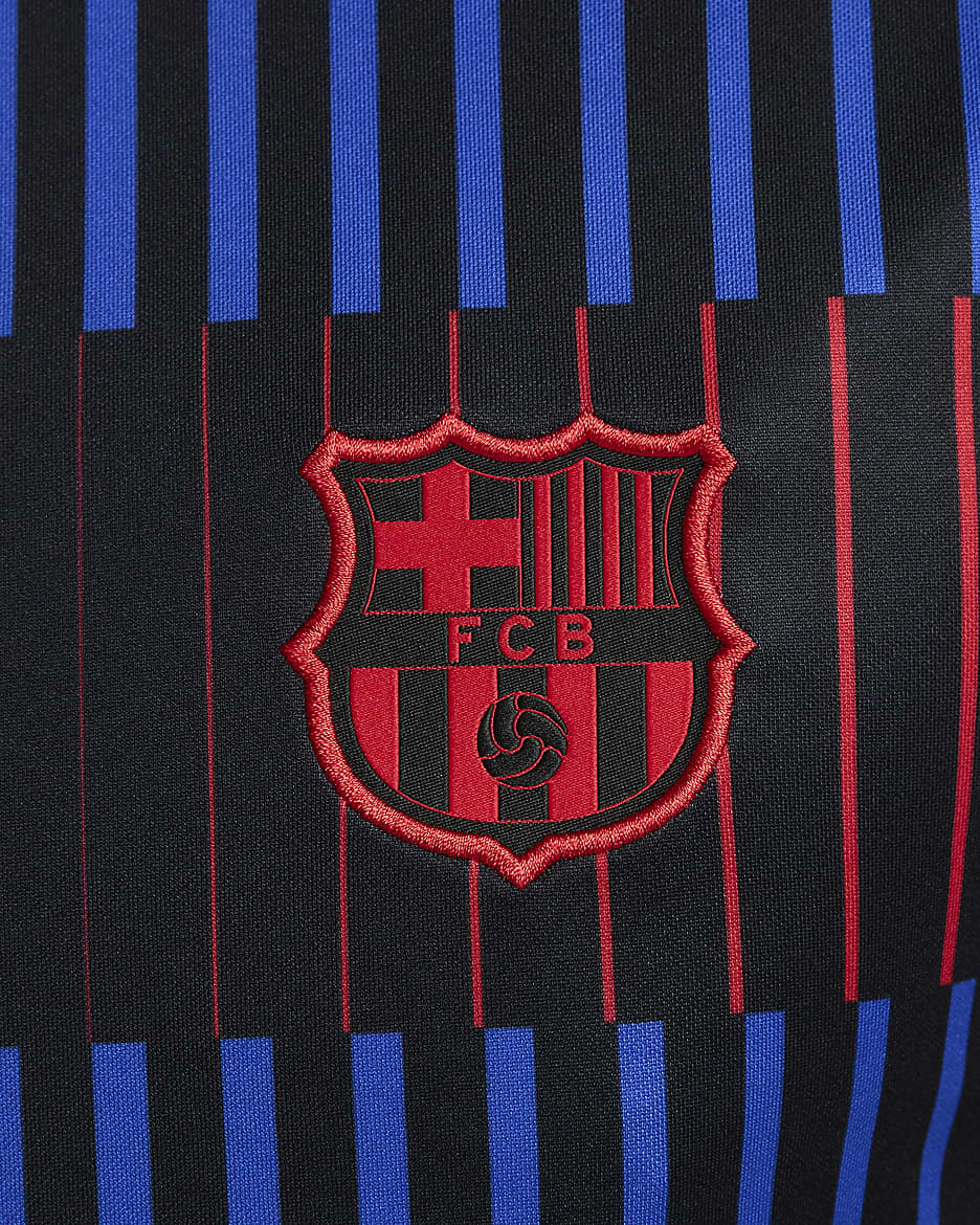 F.C. Barcelona Academy Pro Away Men's Nike Dri-FIT Football Pre-Match Short-Sleeve Top - Black/Black/University Red