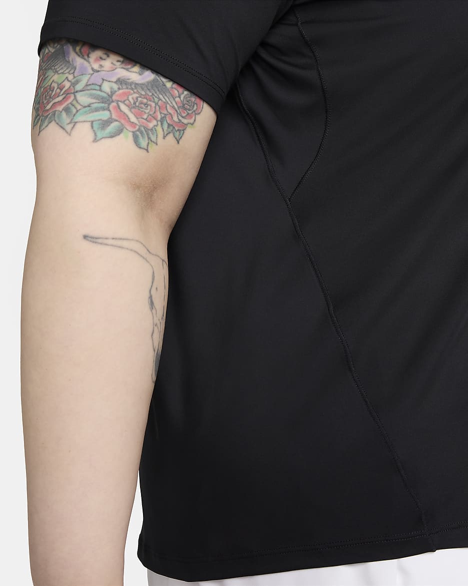 Haut à manches courtes Nike One Classic Dri-FIT pour femme (grande taille) - Noir/Noir